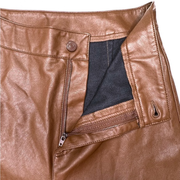 ❌SOLD❌ Free People | Sasha Vegan Kick Flare Pants; Faux Leather; Brown, Sz 6 - Picture 5 of 15